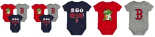 Outerstuff Infant Boys and Girls Navy and Red and Gray Boston Red Sox Born To Win 3-Pack Bodysuit Set